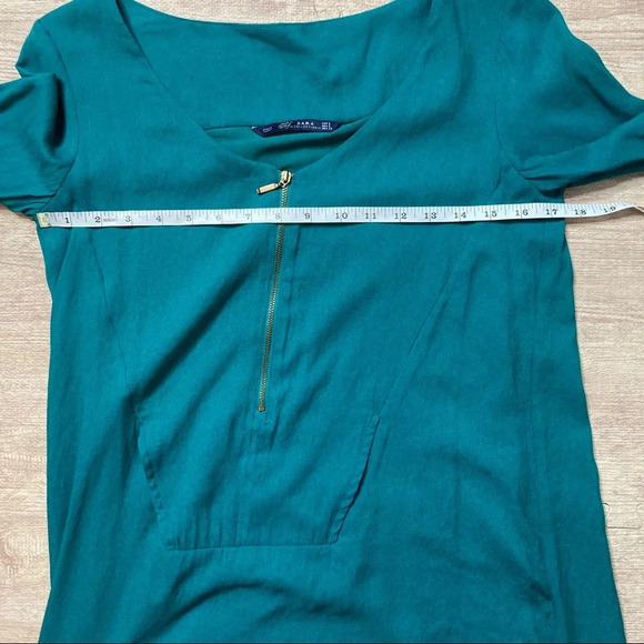 Zara Collection Teal Tunic Mini Shift Dress Size Small - Picture 8 of 12